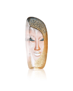 Maleras Mystiqua Gold Crystal Sculpture, Handmade Swedish Cast Crystal, Hand-Painted Gold Finish, Signed by Mats Jonasson