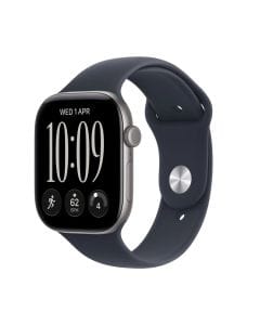 Apple Watch Series 12 GPS 42mm Smartwatch, Space Grey Aluminium Case, M/L Sport Band, Fitness & Health Tracking | Navy Blue - MJE94AF/A
