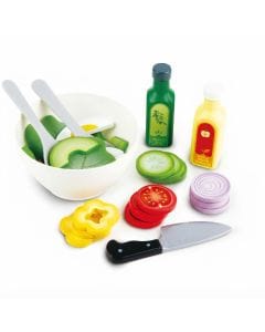 Hape Healthy Salad Playset - 39-Piece Wooden Pretend Food Kitchen Toy with Cutting Vegetables