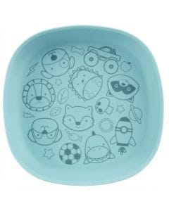 Skip Hop Squad Silicone Plate 2+ Years, Non-Slip Base For Stable Mealtimes, Easy To Clean And Dishwasher Safe Design - Blue