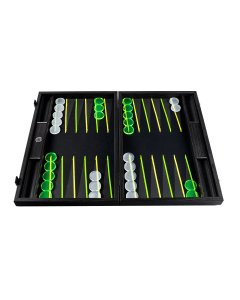 Manopoulos Fluo Green UV Backgammon, Premium Handmade Travel Board Game Set, Vibrant Fluorescent Design