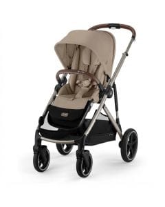 Cybex Gold Gazelle S Convertible Double Stroller, Taupe Frame - 20+ Configurations, Reversible Seat, One-Pull Harness, XXL Sun Canopy, Birth to 4 Years, 22kg | Almond Beige