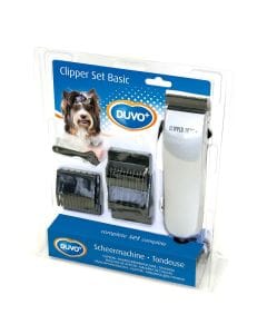 Duvoplus Basic Pet Clipper Set, 10W Electric Dog Grooming Clipper with 4 Comb Guides, Oil, Combs & Cleaning Brush | Silver