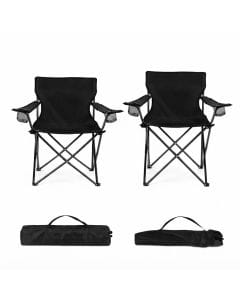E-far Oversized Folding Camping Chairs Set of 2, Heavy-Duty Portable Lawn Chairs with Two Cup Holders