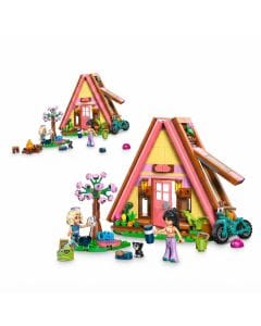 LEGO Friends Nature Glamping Cabin Building Kit, Outdoor Camping Playset with A-Frame Cabin 6+ Years, Nova and Liann mini dolls, Shadow kitten figure