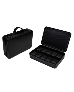 Luxury Signature 10 Slots Leather Watch Suitcase, Imitation Carbon Fiber PU Leather, Black Finish, Luxury Watch Storage Case