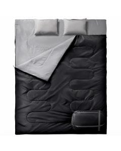 ZERIFAM Double Sleeping Bag for Adults, Waterproof 2-Person Camping Bed with Two Pillows, Lightweight Outdoor Design