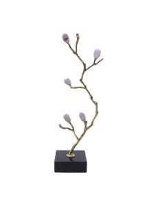 Luxury Signature Spring Bloom Metallic Decorative Piece, Gold & Lilac Floral Accent, Elegant Tabletop Home Decor Ornament