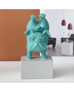 Luxury Signatur Resin Yoda Dog Figurine, Green Decorative Sculpture, Unique Home & Office Decor Accent, Yoga Meditation Inspired Art Piece, Gift Item