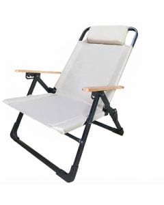Nyganmelloz Five-Position Heavy-Duty Camping Chair, Foldable Reclining Outdoor Beach Chair with Wooden Armrests