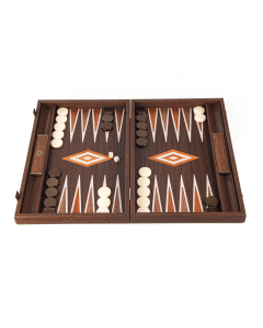 Manopoulos Natural Walnut Burl Backgammon, Handmade Inlaid Burl Wood Board with Pearl Point Details,Luxury Game Set, 48x30cm