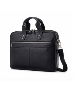 Samsonite Classic Leather Slim Briefcase, Professional 15.6-inch Laptop Bag for Men & Women, Top, Top Grain Leather