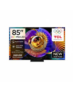 TCL 85 Inch 4K SQD Mini LED Smart Google TV, 144Hz, HDR 3000 Nits, Dolby Atmos, B&O Audio - 85C7L - Black 