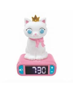 Lexibook Digital Alarm Clock for Kids, Luminous Kitten Night Light, Snooze Function, Cute Pink White and Pink