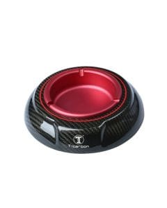 T-Carbon Red Carbon Ash Tray, Carbon Fiber & Stainless Steel Cigar Ashtray, High Gloss Finish, Luxury Tabletop Smoking Accessory | 16.7cm
