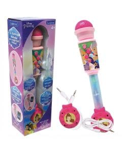 Lexibook Disney Princess Luminous Microphone for Kids, Pink Karaoke Toy with Built-in Speaker 3+ years