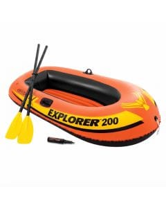 Intex Explorer 200 Inflatable Boat Set, 2-Person Sporty Raft with 48-Inch Aluminum Oars, Orange