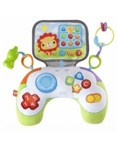 Fisher-Price Littlest Gamer Tummy Time Wedge, Supportive Sensory Baby Toy with Crinkle Screen, Linkable Toys & Tummy Time Support