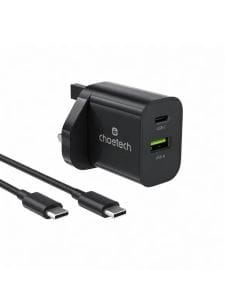 Choetech 30W Wall Charger Set, USB-C + USB-A, PD Fast Charging, Includes USB-C to USB-C Cable, 1m | Black - PD9009-BK