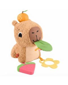 Fisher-Price Snuggly Snacky Capybara Sensory Plush Toy, Soft Developmental Toy with Teether & Rattle