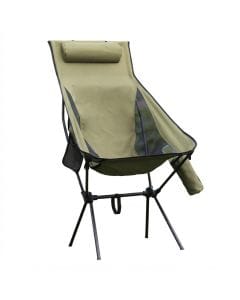 TERRIFI Ultralight High-Back Camping Chair, Portable Folding Outdoor Seat with Headrest and Cup Holder