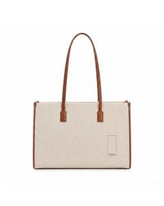 Mokobara The Skye Tote Bag 3.0 | Lightweight Vegan Leather Office Bag for Women | Fits 14-inch, Coconut Cream (Beige)