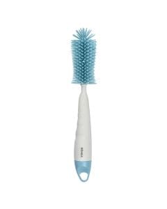 Beaba Silicone Bottle And Nipple Brush, Textured Tip, Round Brush With Soft Silicone Bristles, Flexible Baby Bottle Cleaner - Blue