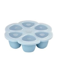 Beaba Multiportions Silicone Tray 150ml  Supple Preshaped Silicone, 6 Individual Compartments, Ergonomic Design, Airtight Lid - Blue