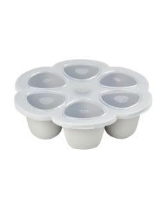 Beaba Multiportions Silicone Tray 150ml 6 Pieces, Supple Preshaped Silicone, 6 Individual Compartments, Ergonomic Design, Airtight Lid - Light Mist