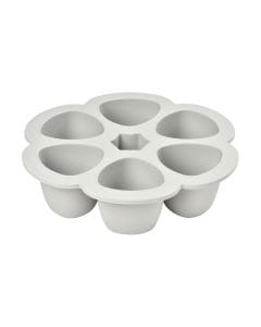 Beaba Multiportions Silicone Tray 90ml Supple Preshaped Silicone, 6 Individual Compartments, Ergonomic Design, Airtight Lid - Light Mist