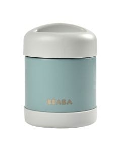 Beaba Stainless Steel Thermo-Portion Food Jar 300ml, Insulated Double Wall, Wide Opening - Light Mist/Eucalyptus Green