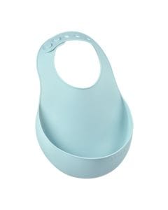 Beaba Silicone Bib 4+ Months, Soft And Lightweight Silicone, Curved Shape, Adjustable Neck Closure, Food Catching Pocket, BPA-Free, Easy To Clean - Airy Green