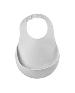Beaba Silicone Bib 4+ Months, Soft And Lightweight Silicone, Curved Shape, Adjustable Neck Closure, Food Catching Pocket, BPA-Free, Easy To Clean - Light Mist