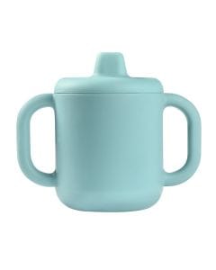 Beaba Silicone Learning Cup 8+ Months, Cup Volume 170ml, 100% Silicone, Large Handles, Easy To Hold, Ergonomic Handles, Removable Lid, Soft Spout - Blue