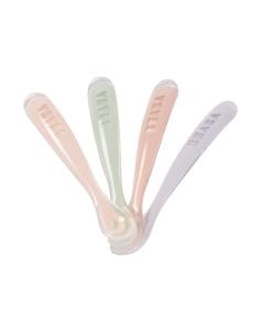 Beaba 1st Stage Silicone Spoons For Babies 4+ Months Set of 4, Ergonomic Handles, Lightweight Design, Super Soft Silicone Tip - Lilac