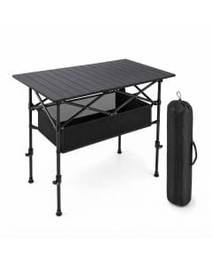 CAT Adjustable Aluminum Folding Camping Table, 95 x 55 cm Roll-Top Picnic Desk with Adjustable 50–83 cm Height