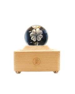 Home Tree Crystal Ball Bluetooth Speaker, Four Leaf Clover Projector Night Lamp, 1200mAh Rechargeable Battery, LED Ambient Light, Portable Music Box
