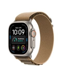 Apple Watch Ultra 4 GPS + Cellular 49mm Smartwatch, Natural Titanium Case, Rugged Outdoor Design, Large Alpine Loop | Desert - MJAG4AF/A