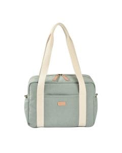 Beaba Paris Changing Bag, Facilitates Storage And Organisation, Built-in Pram Attachment System, Strap And Cotton Shoulder Handle - Sage Green