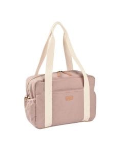 Beaba Paris Changing Bag, Facilitates Storage And Organisation, Built-in Pram Attachment System, Strap And Cotton Shoulder Handle - Dusty Pink
