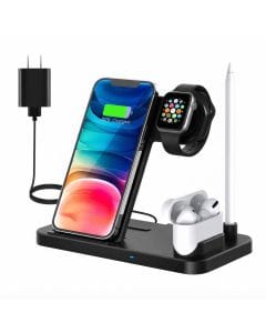 ESTAVEL 4-in-1 Wireless Charging Station for iPhone 14, 13, 12 and 11 Pro Max, Apple Watch Series 8, 7, 6, SE and AirPods
