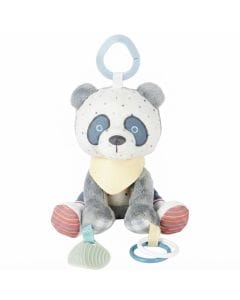 Skip Hop Bandana Buddies Baby Panda Toy 0+ Monthss, Fun Crinkle Sounds, Colorful Rattle Rings, Teething Friendly - Multicolour