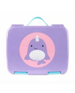 Skip Hop Zoo Bento Narwhal Lunch Box 3+ Years, Secure Seal Helps Prevent Messes, Flexible Carry Handle, Dishwasher-safe - Multicolour