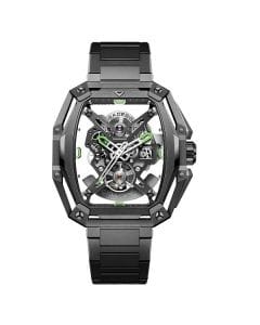 CIGA Design Z Series Grey Hunter Automatic Watch, Tonneau Stainless Steel Case, Transparent Dial, Sapphire Crystal, Grey Steel Bracelet, 30M Water Resistant