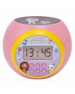 Lexibook Gabby's Dollhouse Alarm Clock & Projector, Nightlight with Timer, Snooze Function, LCD Pink