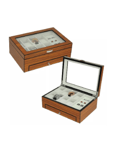 Luxury Signature Wooden Jewelry Box with Drawer & Pen Slot, MDF Zebra Finish