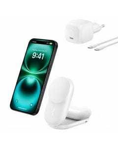 Belkin UltraCharge 2-in-1 Qi2 Wireless Charger, 25W MagSafe-Compatible Stand for iPhone 16 and AirPods