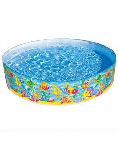 Intex Ocean Play Snapset Pool, 6ft x 15in Rigid Heavy-Duty Vinyl Paddling Pool, Blue