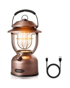 Lepro Retro LED Camping Lantern, 1000 Lumens, USB-Rechargeable, Dimmable Warm and Cool White Light Modes, IPX4 Water-Resistant Portable Lantern for Camping, Hiking and Emergencies