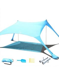 CUUPO UPF 50+ Pop-Up Beach Tent Canopy, Portable Sun Shelter with Stability Poles and Beach Blanket